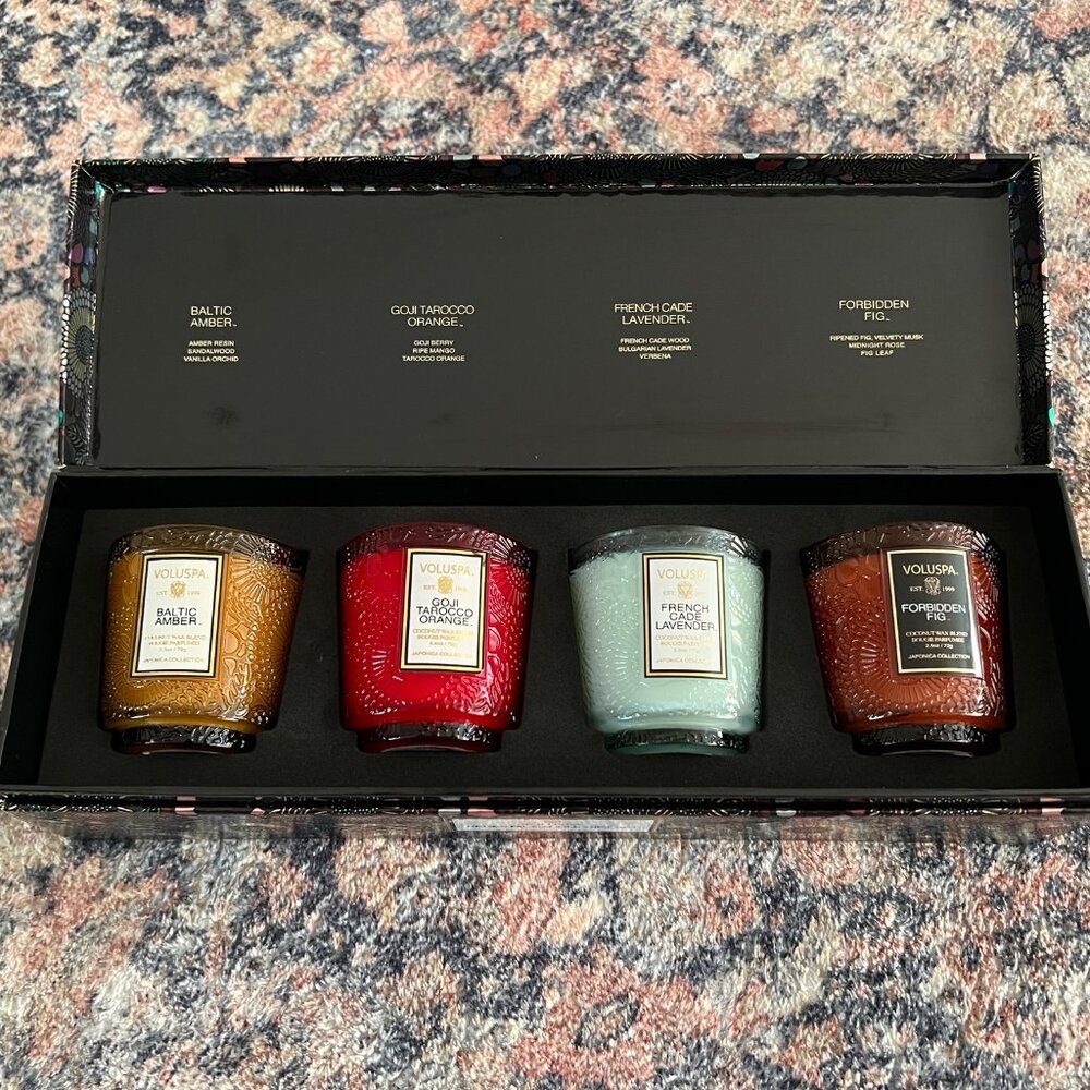 (New, Unused) Voluspa Pedestal Candle Gift Set